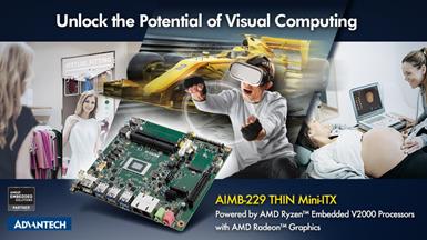Motherboard AIMB-229 với CPU AMD Ryzen™ Embedded V2000 mang lại hiệu suất đồ họa mạnh mẽ cho nhiều ứng dụng đa dạng